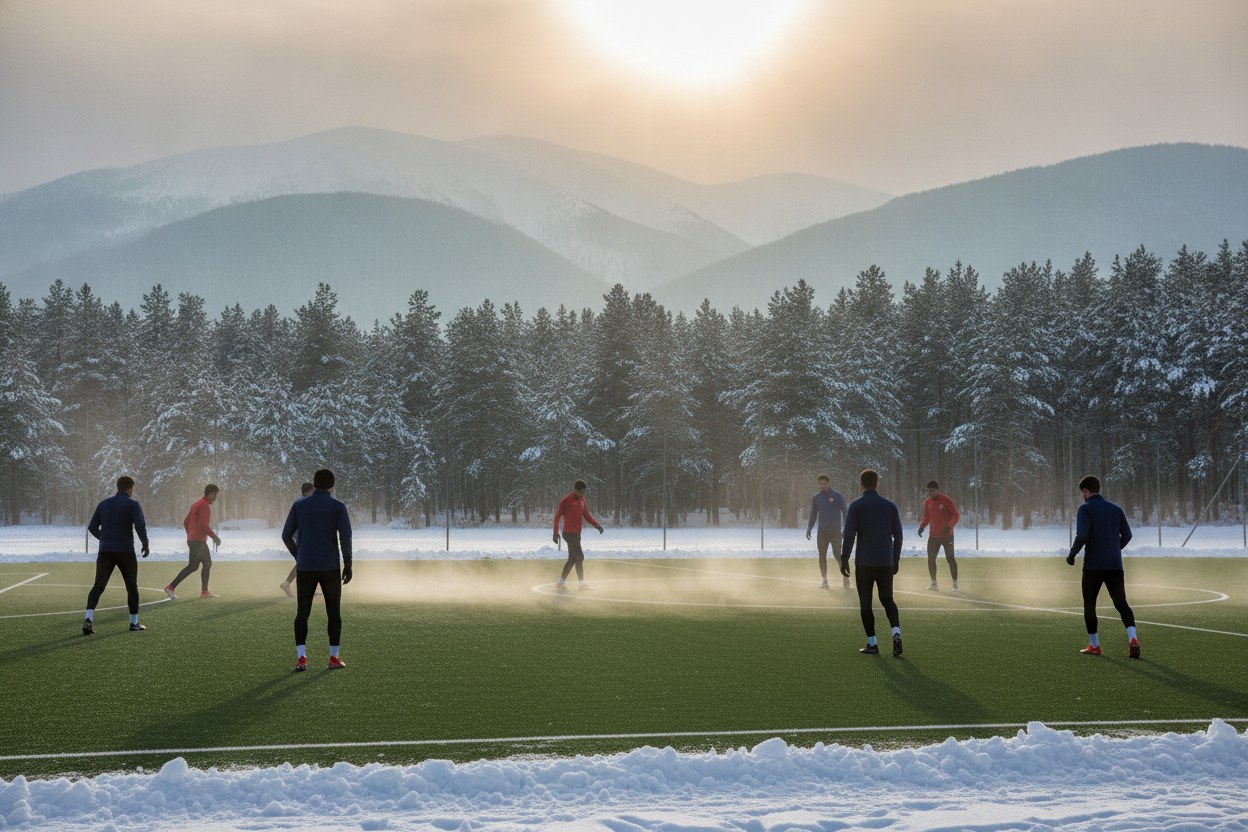 Bolu Abant kış futbol kampı — karlı sahada kondisyon çalışması